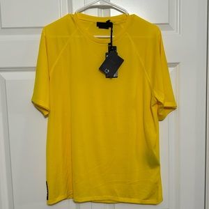 Prada Short Sleeved Athletic Workout Yellow Shirt Rare Black Prada Logo